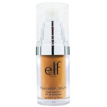 ELF Cosmetics, soro de base Beautifully Bare, protetor solar FPS 25 de amplo espectro, médio/escuro, 14 ml (0,47 fl oz)