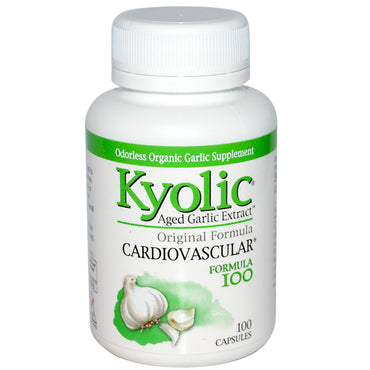 Wakunaga - Kyolic, extrait d'ail vieilli, cardiovasculaire, formule, 100 gélules