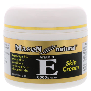 Mason Natural, vitamina E, crema para la piel, 6000 UI, 2 oz