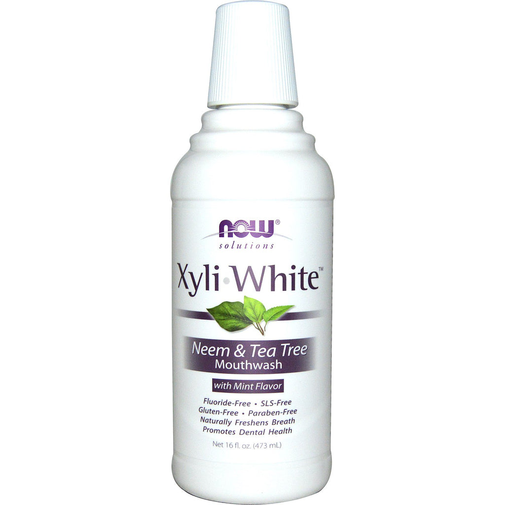 Now Foods Solutions XyliWhite Mouthwash Neem & Tea Tree med Mint 16 fl oz (473 ml)