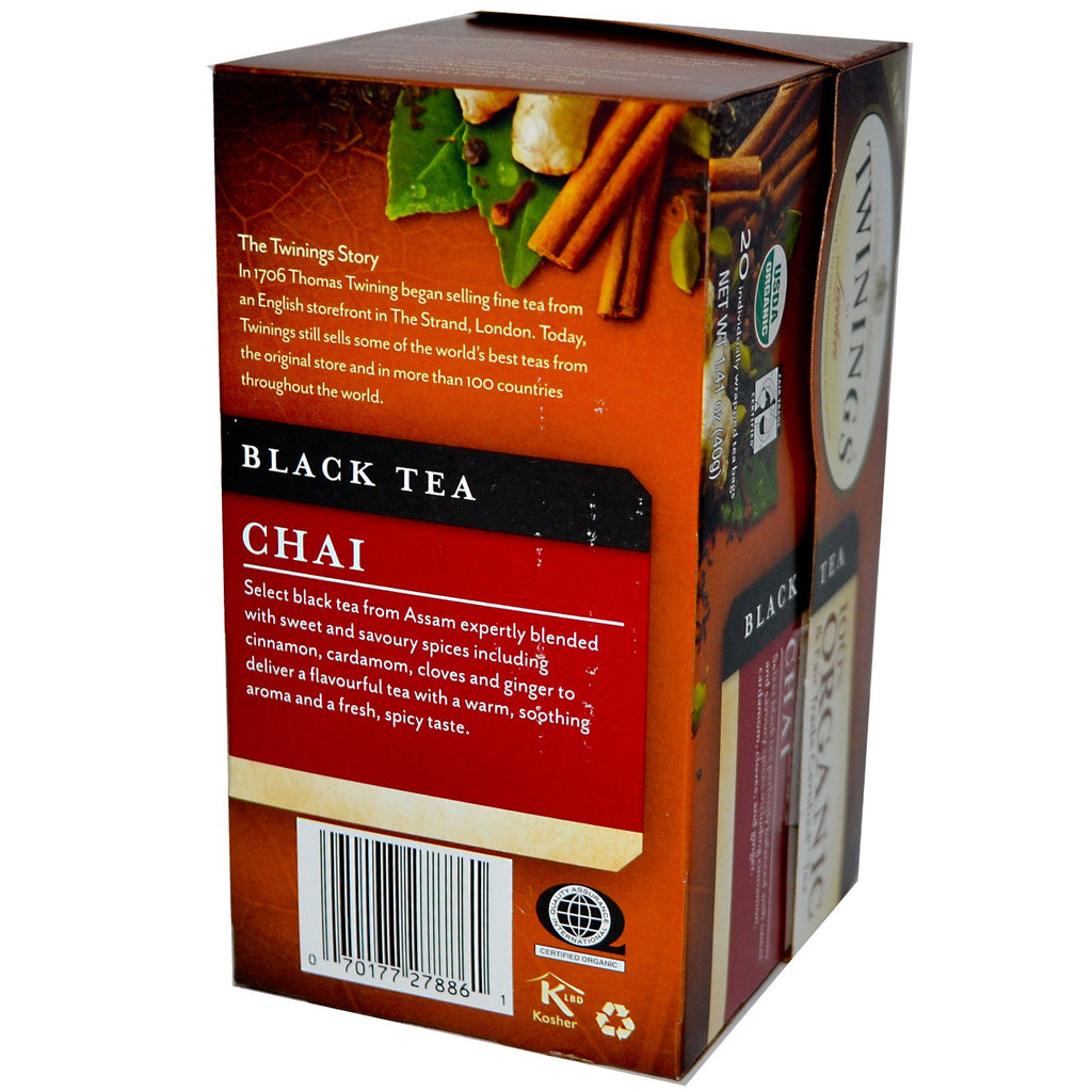 Twinings, 100 % svart te, Chai, 20 teposer, 1,41 oz (40 g)