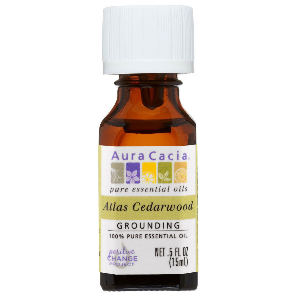 Aura Cacia, 100 % ren essensiell olje, Atlas Cedarwood, 0,5 fl oz (15 ml)