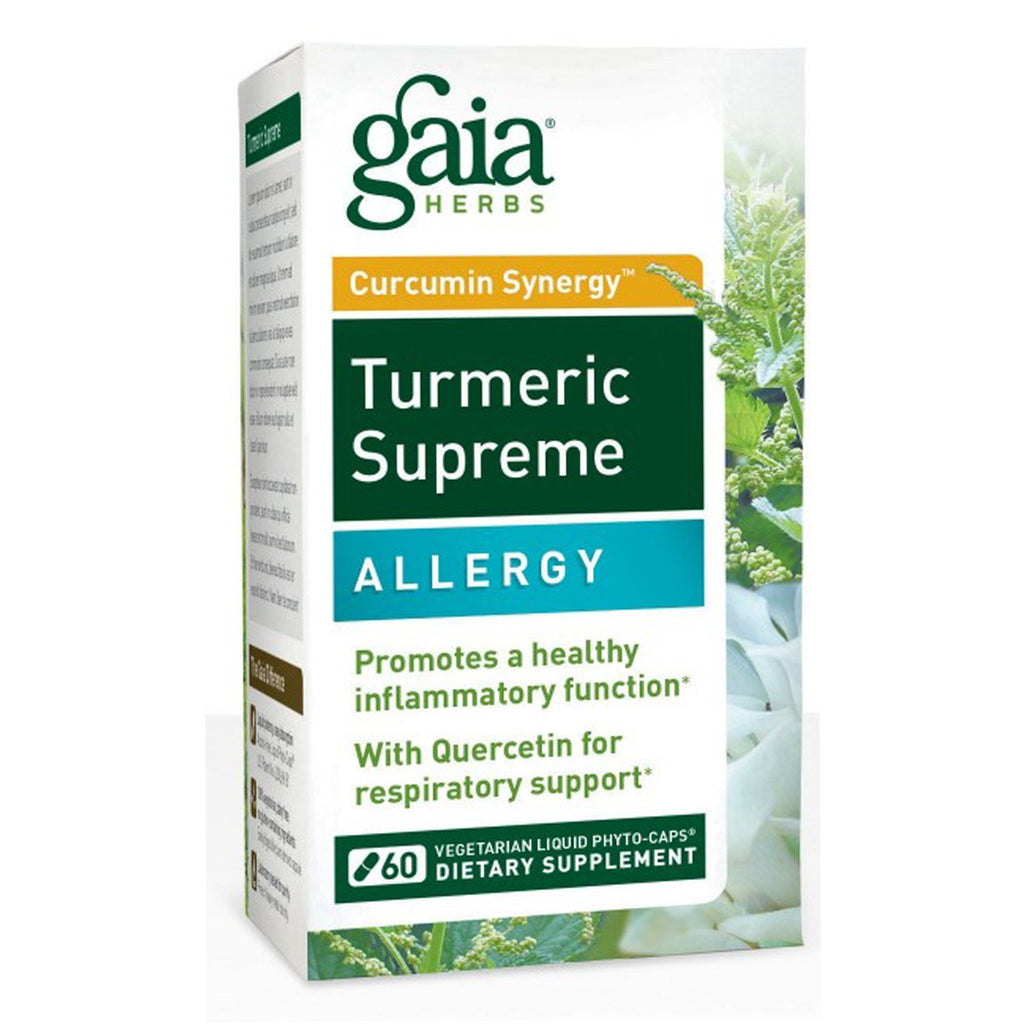 Gaia Herbs, cúrcuma suprema, alergia, 60 fitocápsulas líquidas vegetarianas