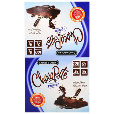 HealthSmart Foods, Inc., Barras de Proteína ChocoRite, Biscoitos e Creme, 16 Barras - 34 g (1,2 oz) Cada