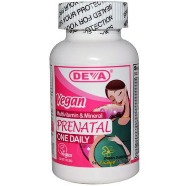 Deva, vegansk, prænatal, multivitamin og mineral, en daglig, 90 overtrukne tabletter