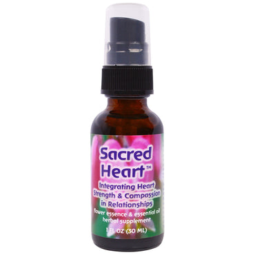 Flower Essence Services, Sacred Heart, Flower Essence og æterisk olie, 1 fl oz (30 ml)