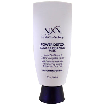 NXN, Nurture by Nature, Power Detox, מסכת עור שקופה, עור שמן/מעורב, 3.3 אונקיות (100 מ"ל)