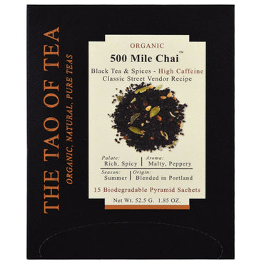 चाय का ताओ, 500 मील चाय, 15 पिरामिड पाउच, 1.85 आउंस (52.5 ग्राम)