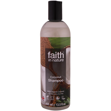 Faith in Nature, sjampo, for normalt til tørt hår, kokosnøtt, 13,5 fl oz (400 ml)