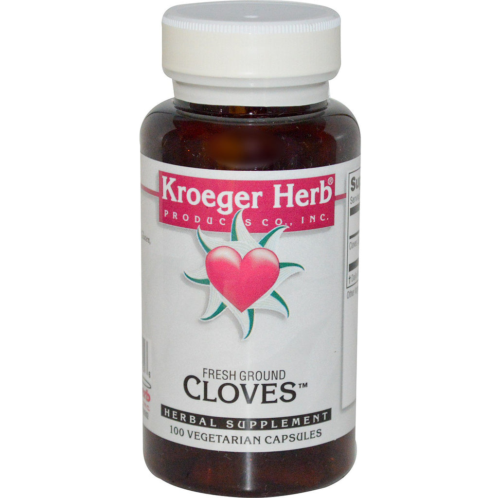 Kroeger Herb Co, clavo fresco molido, 100 cápsulas vegetales