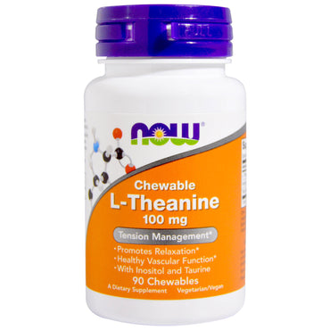 Now Foods, L-Theanin, 100 mg, 90 tyggevarer