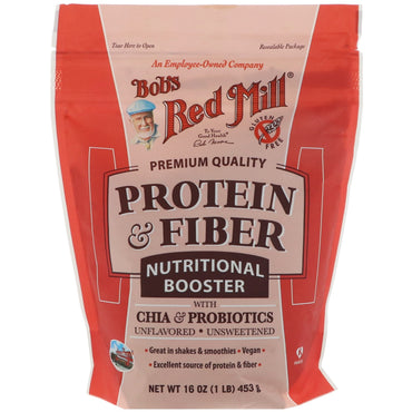 Bob's Red Mill, Protein & Fiber, Nutritional Booster med Chia & Probiotics, Unflavored, 16 oz (453 g)