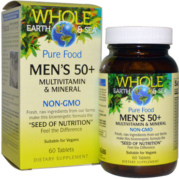Factori naturali, Pământ întreg și mare, Multivitamine și minerale pentru bărbați peste 50 de ani, 60 de tablete