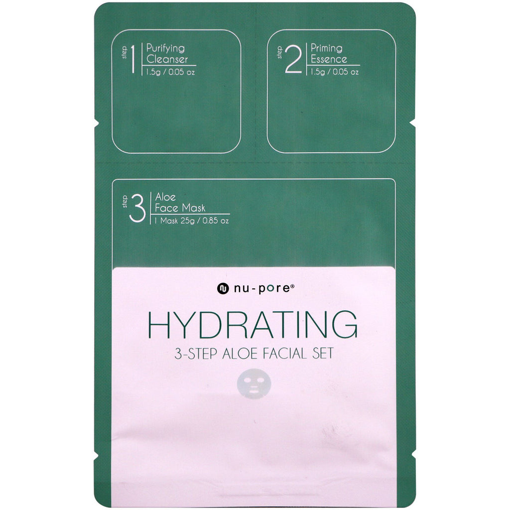 Nu-Pore, Hydrating 3-Step Aloe Facial Set, 1 Pack