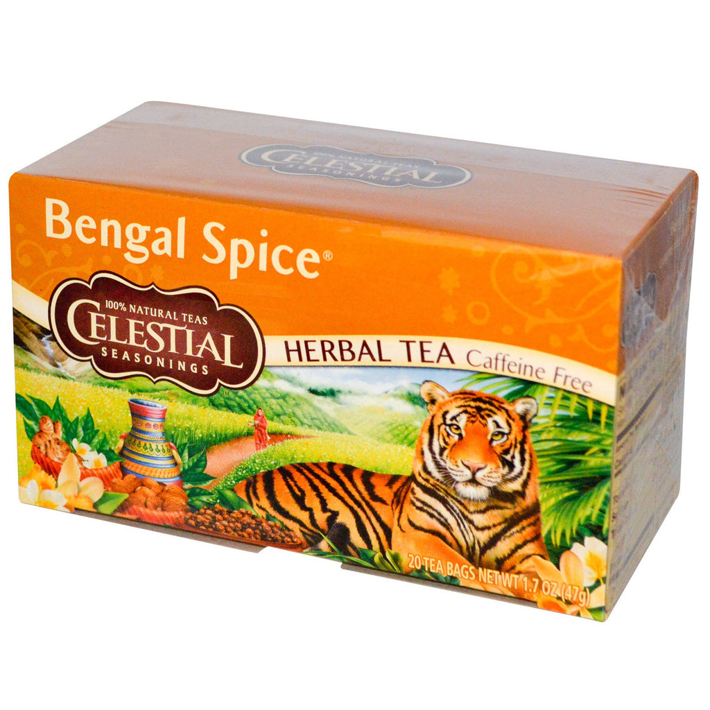 दिव्य मसाला, हर्बल चाय, बंगाल मसाला, कैफीन मुक्त, 20 टी बैग, 1.7 आउंस (47 ग्राम)