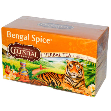Celestial Seasonings, شاي أعشاب، بهارات البنغال، خالي من الكافيين، 20 كيس شاي، 1.7 أونصة (47 جم)