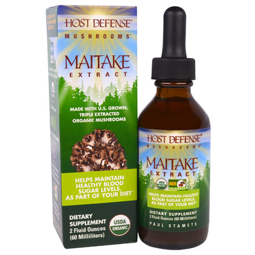 Fungi Perfecti, Host Defense Mushrooms,  Maitake Extract, Helps Maintain Healthy Blood Sugar Levels, As Part of Your Diet, 2 fl oz (60 ml)