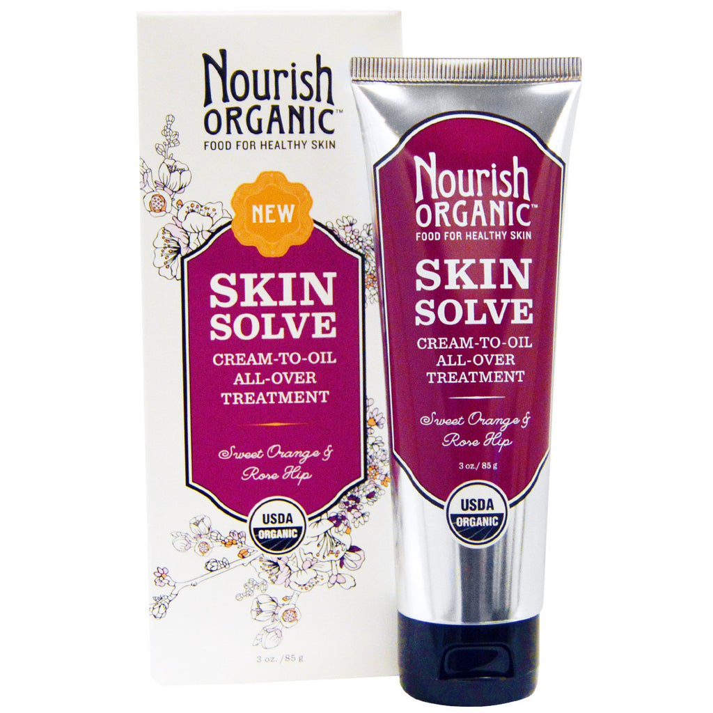 Nourish , Skin Solve, Cream-to-Oil All-Over Treatment, Sweet Orange & Rose Hip, 3 oz (85 g)