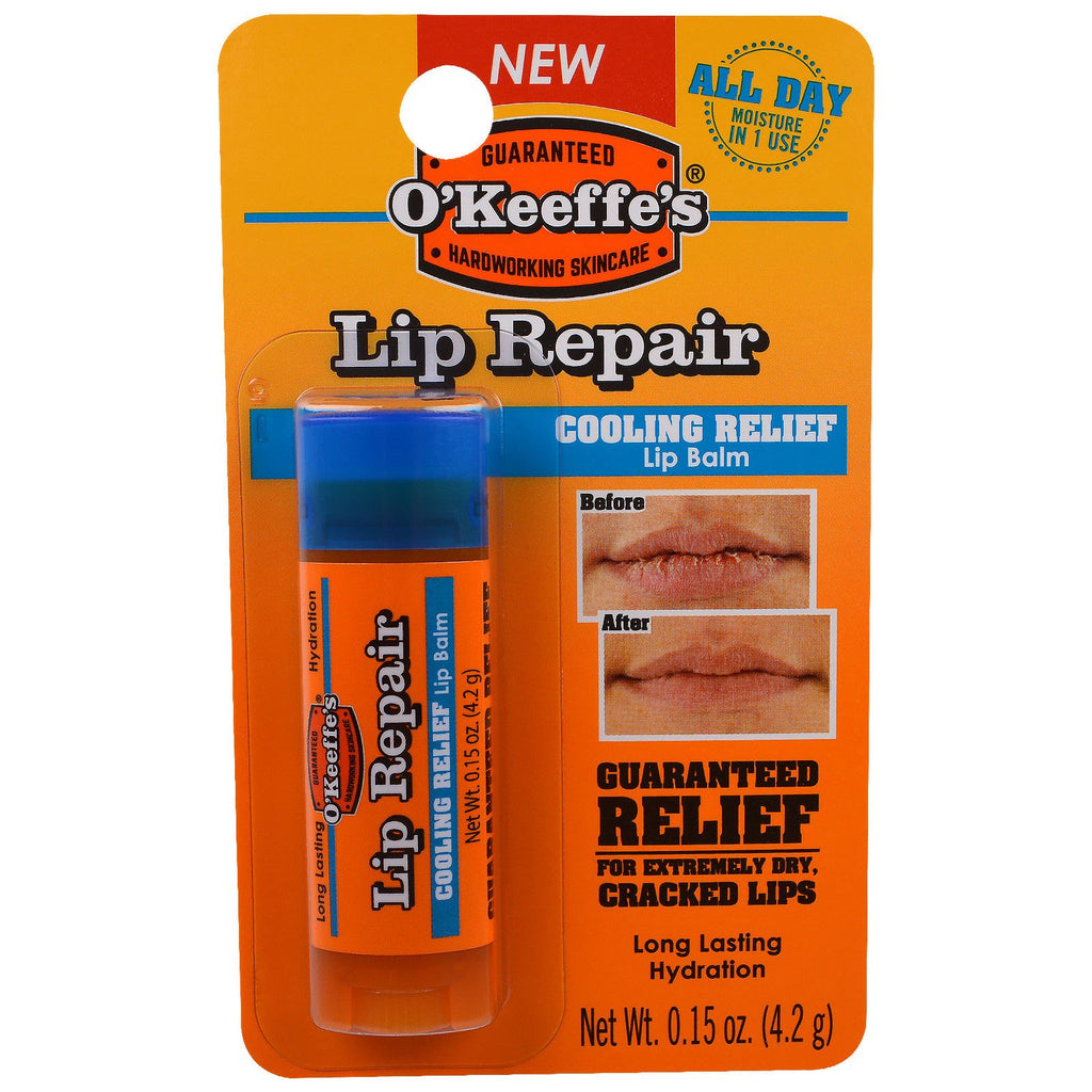 O'Keeffe's, Lip Repair, Bálsamo labial refrescante y aliviador, 4,2 g (0,15 oz)