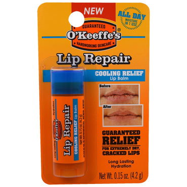 O'Keeffe's, Lip Repair, Bálsamo labial refrescante y aliviador, 4,2 g (0,15 oz)