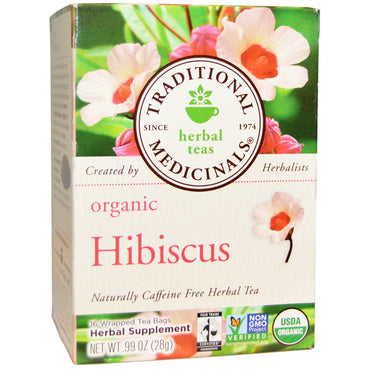 Médicinaux traditionnels, tisanes, hibiscus, naturellement sans caféine, 16 sachets de thé emballés, 0,99 oz (28 g)