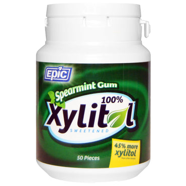 Epic Dental Xylitol Gum Sugar Free Spearmint 50 Pieces