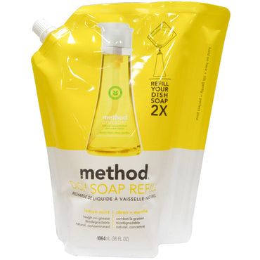 Method, Repuesto de jabón para platos, Menta y limón, 36 fl oz (1064 ml)