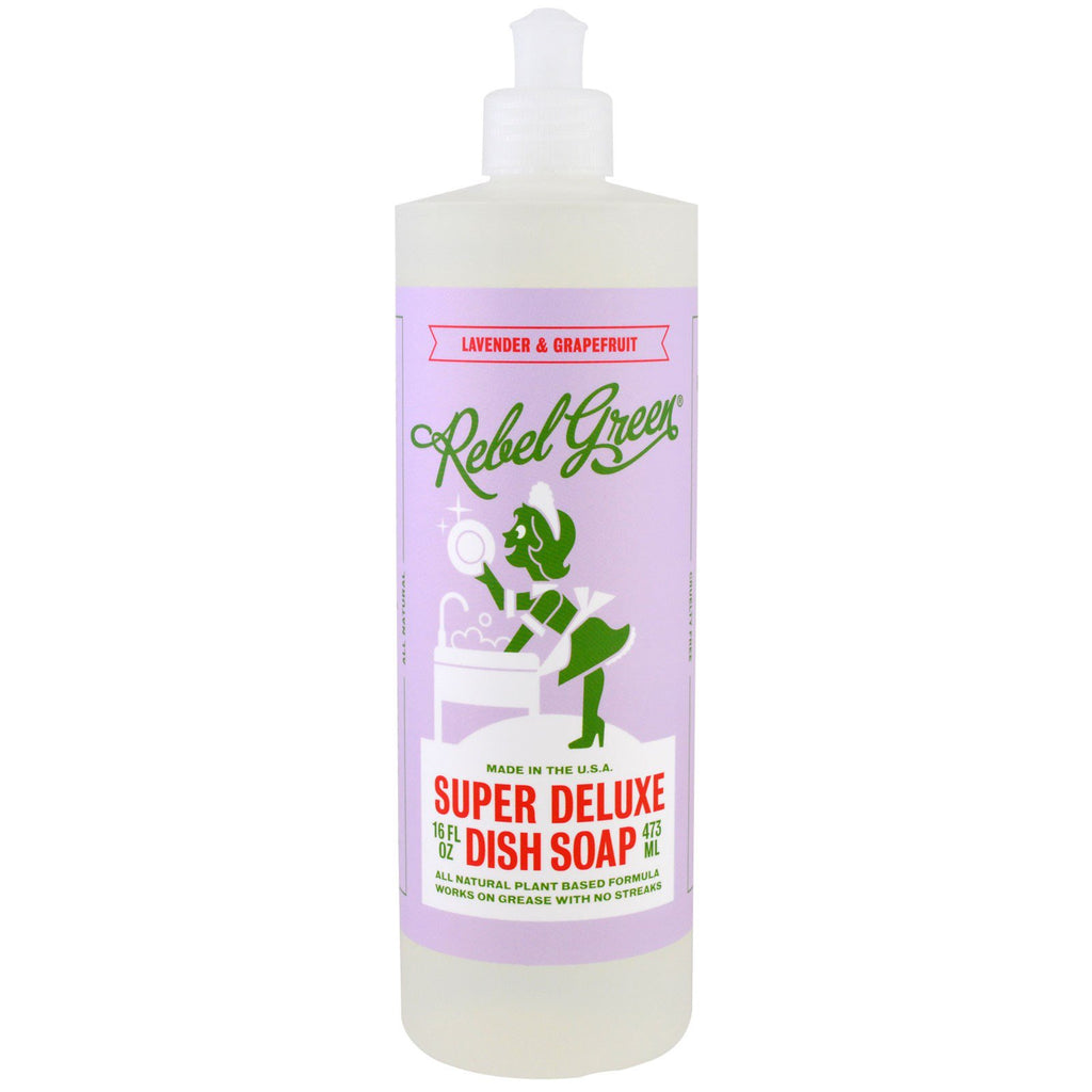 Rebel Green, Super Deluxe Dish Soap, Lavender & Grapefruit, 16 fl oz (473 ml)