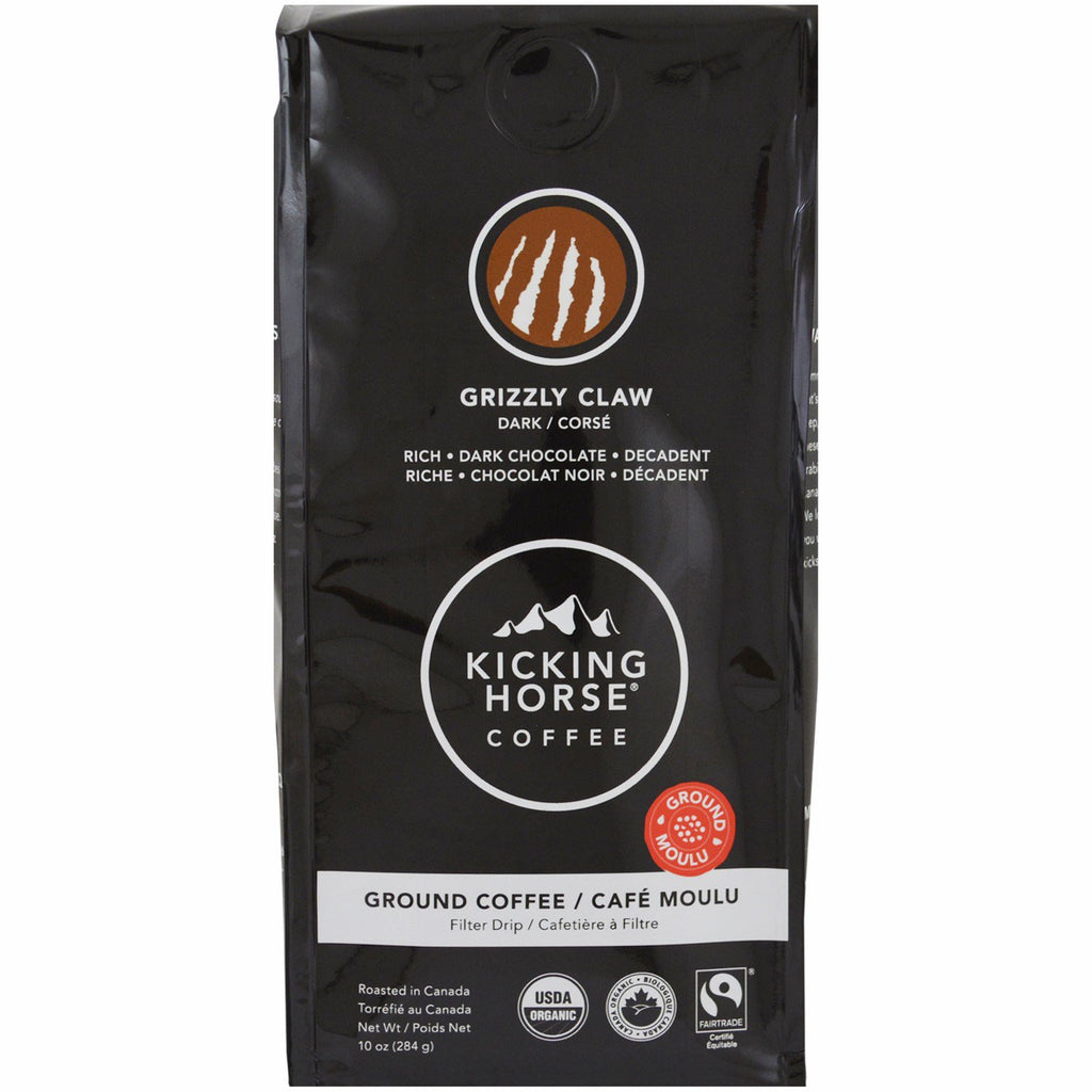 Kicking Horse, Grizzly Claw, mørk, malet kaffe, 10 oz (284 g)