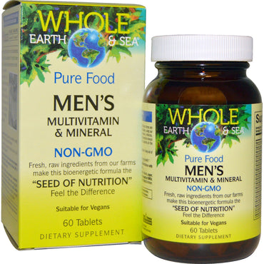 Natural Factors, Whole Earth &amp; Sea, Multivitamines et minéraux pour hommes, 60 comprimés