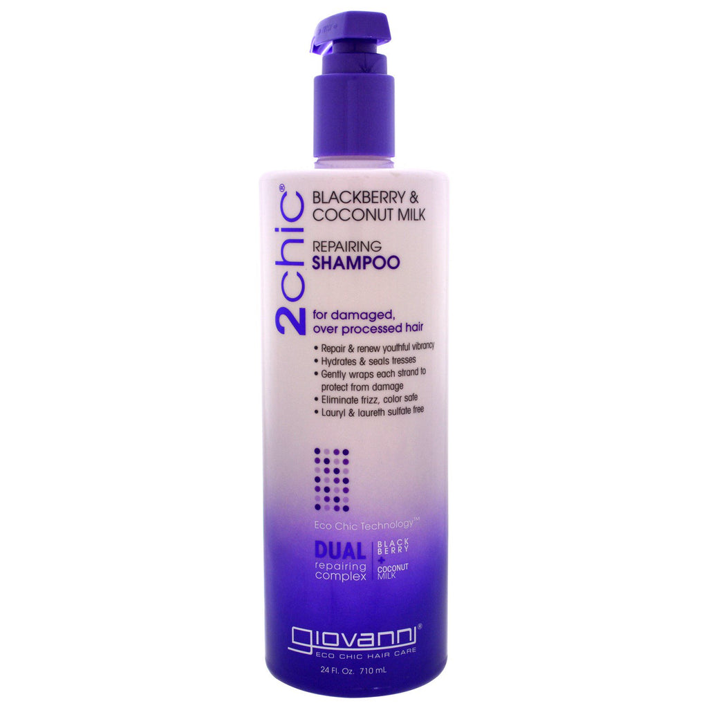 Giovanni, 2chic, Repairing Shampoo, for Damaged, Over Processed Hair, Blackberry & Coconut Milk, 24 fl oz (710 ml)