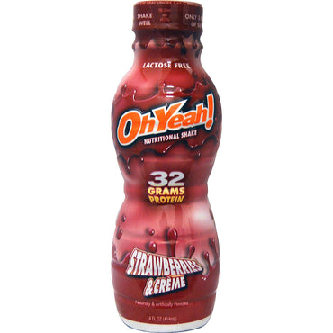 Oh ouais !, Shake nutritionnel, fraises et crème, 14 fl oz (414 ml)