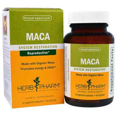 Herb Pharm, Maca, 500 mg, 60 Cápsulas Vegetais