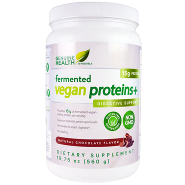 Genuine Health Corporation, proteine ​​vegane fermentate, supporto digestivo, aroma naturale di cioccolato, 560 g (19,75 once)
