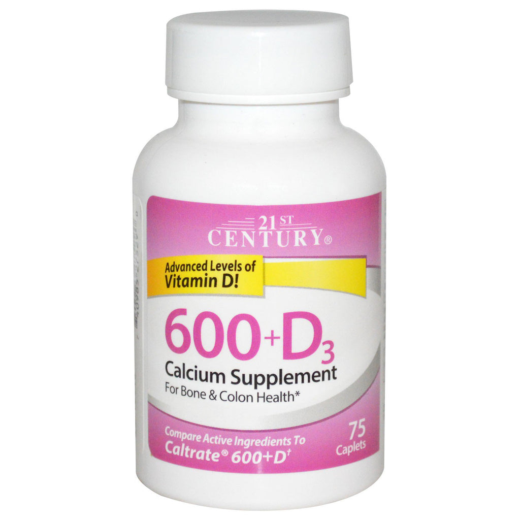 21st Century, 600+D3, Calcium Supplement, 75 Caplets