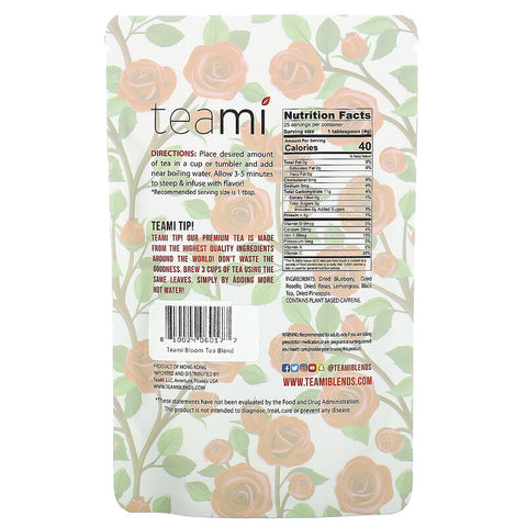 Teami, miscela di tè Bloom, 3,5 once (100 g)