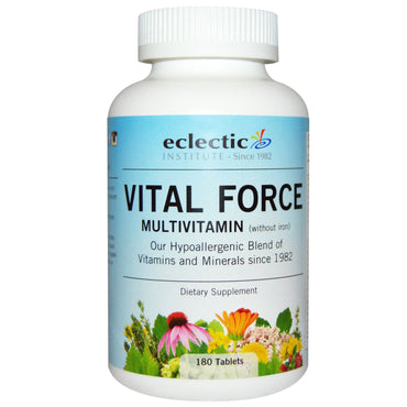 Eclectic Institute, Vital Force, Multivitamin, Without Iron, 180 Tablets