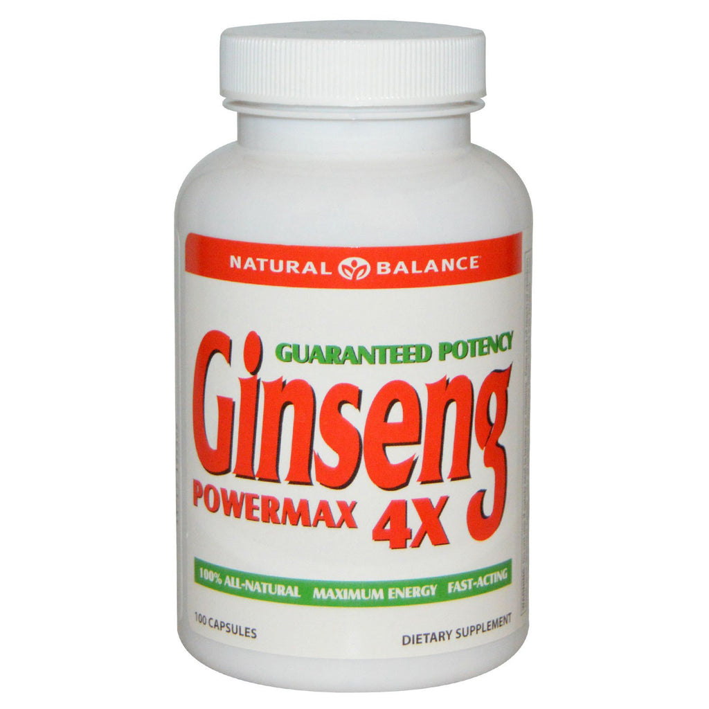 Natural Balance, Ginseng Powermax 4X, 100 gélules végétales