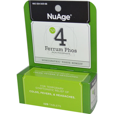 Hyland's, NuAge, No 4 Ferrum Phos, fosfato de hierro, 125 tabletas