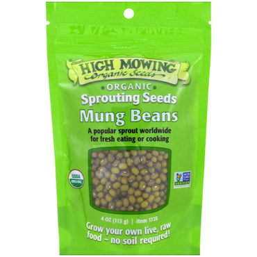 High Mowing Seeds, frijol mungo, semillas germinadas, 4 oz (113 g)