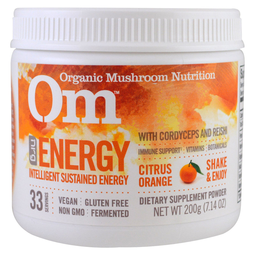 OM  Mushroom Nutrition, Energy, Mushroom Powder, Citrus Orange, 7.14 oz (200 g)