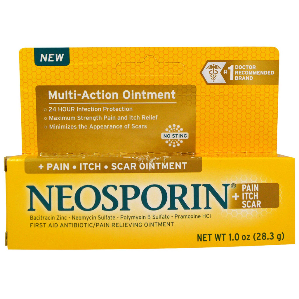 Neosporin, multi-acțiune, unguent pentru durere - mâncărime - cicatrice, 1,0 oz (28,3 g)