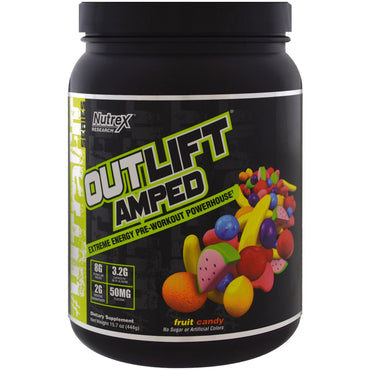 Nutrex Research, Outlift Amped, potente preentrenamiento, caramelos de frutas, 15,7 oz (444 g)