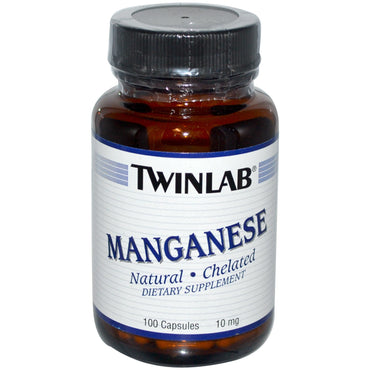 Twinlab, mangan, 10 mg, 100 kapslar