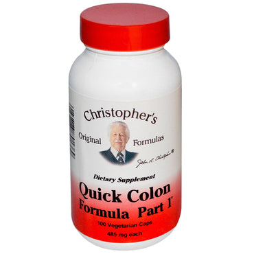 Christopher's Original Formulas, Quick Colon Formula, Del 1, 485 mg, 100 Veggie Caps