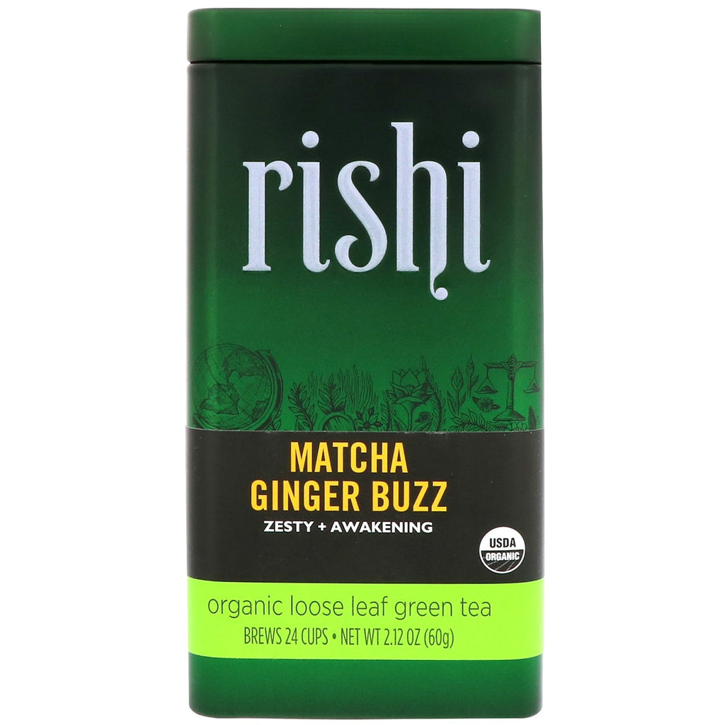 Thé Rishi, thé vert en vrac, Matcha Ginger Buzz, 2,12 oz (60 g)