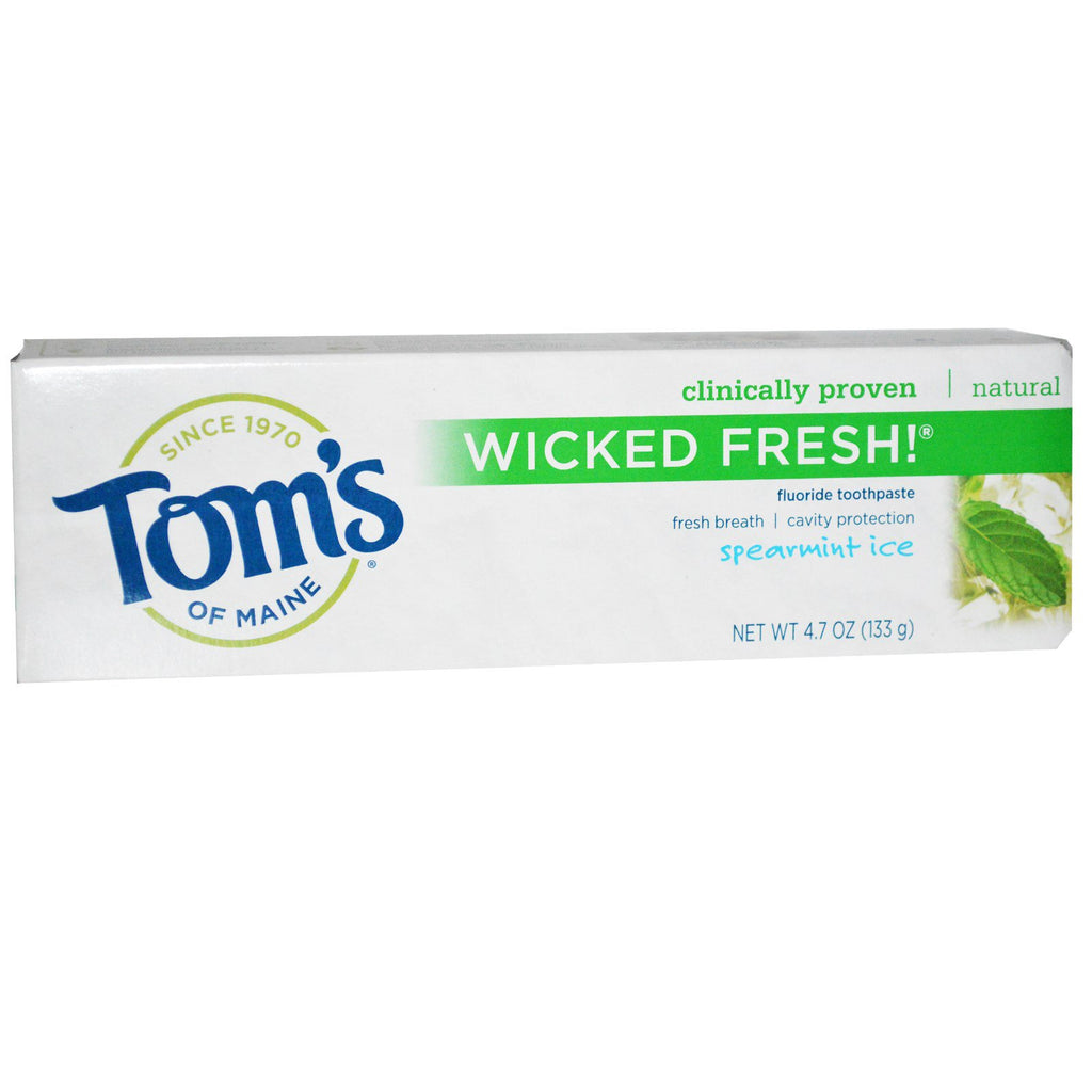 Tom's of Maine, Wicked Fresh!, Pasta de dientes con flúor, Hielo de menta verde, 4,7 oz (133 g)