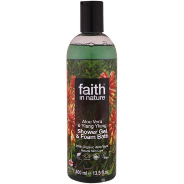 Faith in Nature, Gel de banho e banho de espuma, Aloe Vera e Ylang Ylang, 13,5 fl. onças (400 ml)