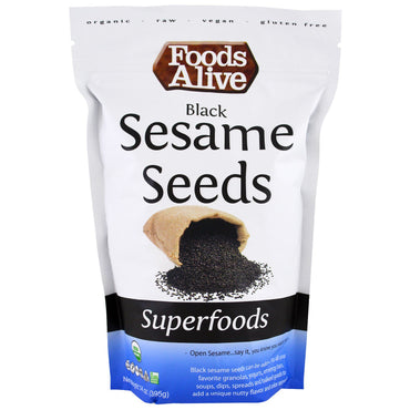 Foods Alive, Superaliments, Graines de sésame noir, 14 oz (395 g)