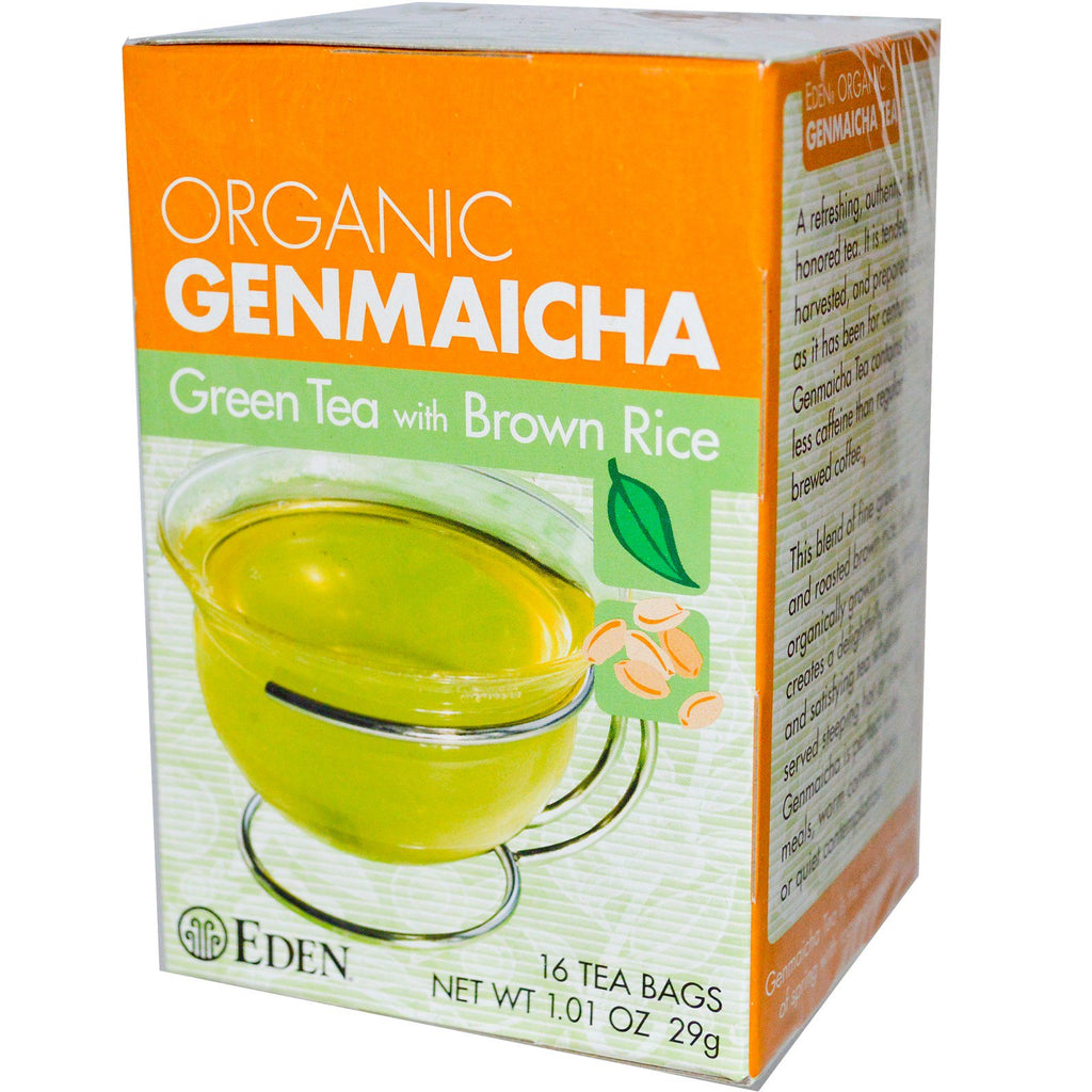 Eden Foods, Genmaicha, grøn te med brune ris, 16 teposer 1,01 oz (29 g)